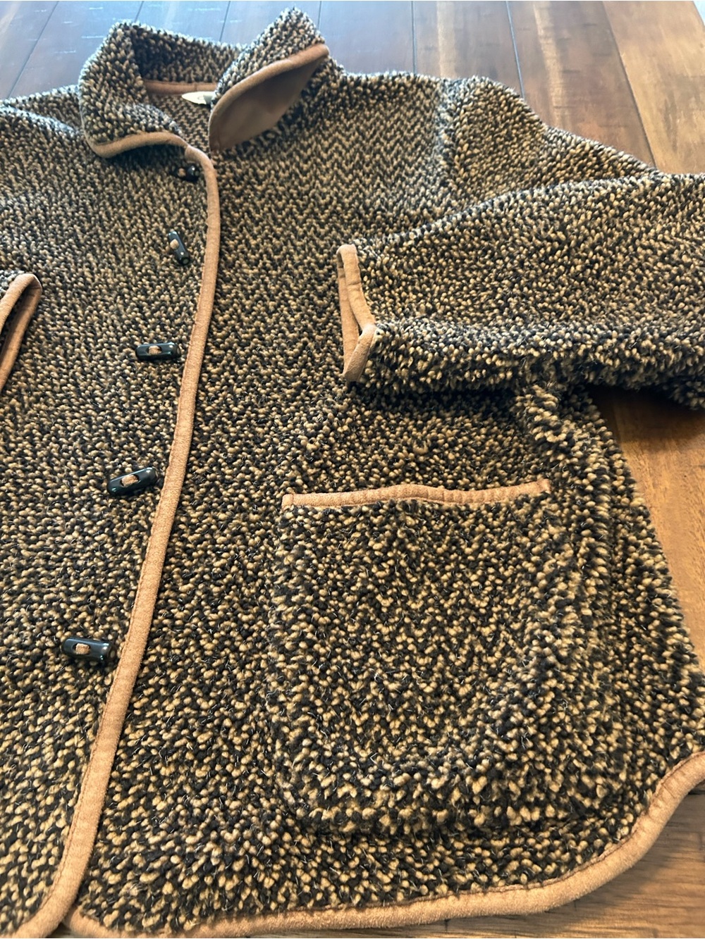 Orvis Tweed-Style Bouclé Jacket with Tan Trim XL - Picture 2 of 8